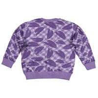 Purple Hawaii Kalo Palaka Motifs Kid Ugly Christmas Sweater Hawaiian Taro Leaves Elegant Vibes LT14 - Polynesian Pride