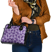 Purple Hawaii Kalo Palaka Motifs Shoulder Handbag Hawaiian Taro Leaves Elegant Vibes - Polynesian Pride