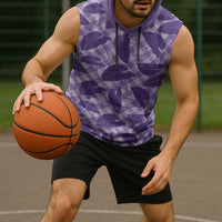 Purple Hawaii Kalo Palaka Motifs Sleeveless Hoodie Hawaiian Taro Leaves Elegant Vibes LT14 - Polynesian Pride