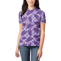 Purple Hawaii Kalo Palaka Motifs Women Polo Shirt Hawaiian Taro Leaves Elegant Vibes LT14 - Polynesian Pride