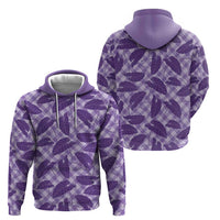 Purple Hawaii Kalo Palaka Motifs Zip Hoodie Hawaiian Taro Leaves Elegant Vibes LT14 - Polynesian Pride