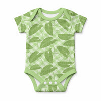 Green Hawaii Kalo Palaka Motifs Baby Onesie Hawaiian Taro Leaves Elegant Vibes