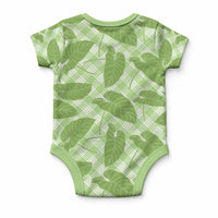 Green Hawaii Kalo Palaka Motifs Baby Onesie Hawaiian Taro Leaves Elegant Vibes