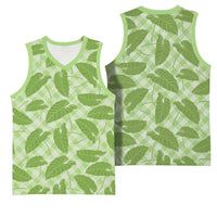 Green Hawaii Kalo Palaka Motifs Basketball Jersey Hawaiian Taro Leaves Elegant Vibes LT14 - Polynesian Pride