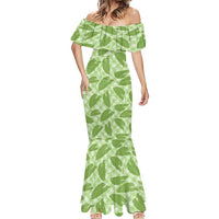 Green Hawaii Kalo Palaka Motifs Mermaid Dress Hawaiian Taro Leaves Elegant Vibes LT14 - Polynesian Pride