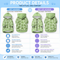 Green Hawaii Kalo Palaka Motifs Pet Hoodie Hawaiian Taro Leaves Elegant Vibes