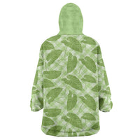 Green Hawaii Kalo Palaka Motifs Wearable Blanket Hoodie Hawaiian Taro Leaves Elegant Vibes LT14 - Polynesian Pride