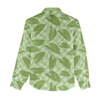 Green Hawaii Kalo Palaka Women Casual Shirt - Hawaiian Taro Leaves Elegant Vibes LT14 - Polynesian Pride