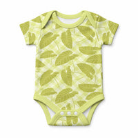 Lime Green Hawaii Kalo Palaka Motifs Baby Onesie Hawaiian Taro Leaves Elegant Vibes