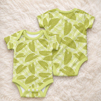 Lime Green Hawaii Kalo Palaka Motifs Baby Onesie Hawaiian Taro Leaves Elegant Vibes
