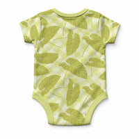 Lime Green Hawaii Kalo Palaka Motifs Baby Onesie Hawaiian Taro Leaves Elegant Vibes