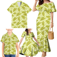 Lime Green Hawaii Kalo Palaka Motifs Family Matching Mermaid Dress and Hawaiian Shirt Hawaiian Taro Leaves Elegant Vibes LT14 - Polynesian Pride