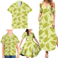 Lime Green Hawaii Kalo Palaka Motifs Family Matching Summer Maxi Dress and Hawaiian Shirt Hawaiian Taro Leaves Elegant Vibes LT14 - Polynesian Pride