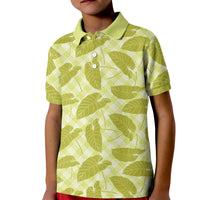 Lime Green Hawaii Kalo Palaka Motifs Kid Polo Shirt Hawaiian Taro Leaves Elegant Vibes LT14 Kid Lime Green - Polynesian Pride