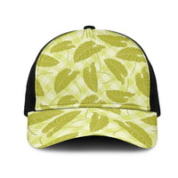Lime Green Hawaii Kalo Palaka Motifs Mesh Trucker Cap Hawaiian Taro Leaves Elegant Vibes
