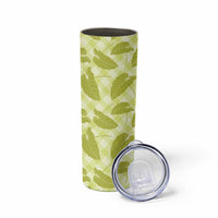 Lime Green Hawaii Kalo Palaka Motifs Skinny Tumbler Hawaiian Taro Leaves Elegant Vibes LT14 - Polynesian Pride