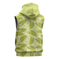 Lime Green Hawaii Kalo Palaka Motifs Sleeveless Zip Hoodie Hawaiian Taro Leaves Elegant Vibes LT14 - Polynesian Pride