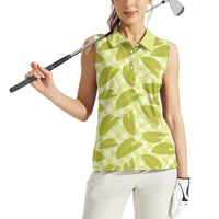 Lime Green Hawaii Kalo Palaka Motifs Women Sleeveless Polo Shirt Hawaiian Taro Leaves Elegant Vibes LT14 - Polynesian Pride