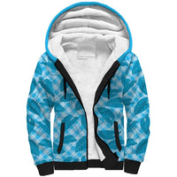 Blue Hawaii Kalo Palaka Motifs Sherpa Hoodie Hawaiian Taro Leaves Elegant Vibes LT14 Unisex Blue - Polynesian Pride