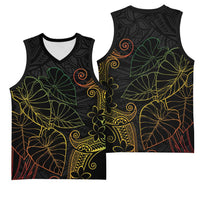 Aloha Hawaii Kalo Basketball Jersey Reggae Taro Polynesian Pattern - Polynesian Pride