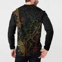 Aloha Hawaii Kalo Button Sweatshirt Reggae Taro Polynesian Pattern - Polynesian Pride