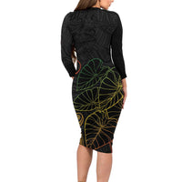 Aloha Hawaii Kalo Family Matching Long Sleeve Bodycon Dress and Hawaiian Shirt Reggae Taro Polynesian Pattern LT14 - Polynesian Pride