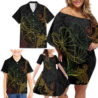 Aloha Hawaii Kalo Family Matching Off Shoulder Short Dress and Hawaiian Shirt Reggae Taro Polynesian Pattern - Polynesian Pride