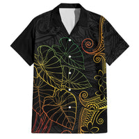 Aloha Hawaii Kalo Family Matching Short Sleeve Bodycon Dress and Hawaiian Shirt Reggae Taro Polynesian Pattern LT14 Dad's Shirt - Short Sleeve Black - Polynesian Pride