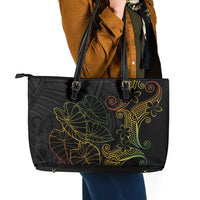 Aloha Hawaii Kalo Leather Tote Bag Reggae Taro Polynesian Pattern - Polynesian Pride