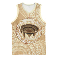 Tonga Skink Kava Bowl Basketball Jersey Vintage Tongan Ngatu Pattern
