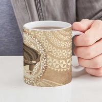 Tonga Skink Kava Bowl Ceramic Mug Vintage Tongan Ngatu Pattern