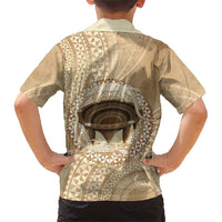 Tonga Skink Kava Bowl Family Matching Long Sleeve Bodycon Dress and Hawaiian Shirt Vintage Tongan Ngatu Pattern LT14 - Polynesian Pride