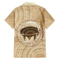 Tonga Skink Kava Bowl Family Matching Off Shoulder Short Dress and Hawaiian Shirt Vintage Tongan Ngatu Pattern LT14 - Polynesian Pride