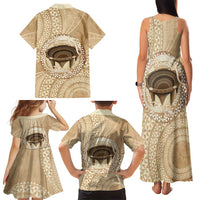 Tonga Skink Kava Bowl Family Matching Tank Maxi Dress and Hawaiian Shirt Vintage Tongan Ngatu Pattern LT14 - Polynesian Pride
