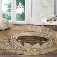Tonga Skink Kava Bowl Round Carpet Vintage Tongan Ngatu Pattern