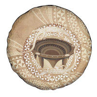 Tonga Skink Kava Bowl Spare Tire Cover Vintage Tongan Ngatu Pattern