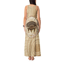 Tonga Skink Kava Bowl Tank Maxi Dress Vintage Tongan Ngatu Pattern