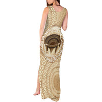 Tonga Skink Kava Bowl Tank Maxi Dress Vintage Tongan Ngatu Pattern
