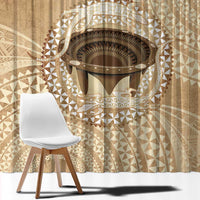 Tonga Skink Kava Bowl Window Curtain Vintage Tongan Ngatu Pattern