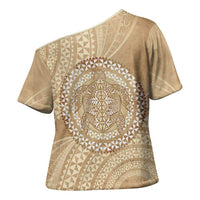 Tonga Ngatu Turtle Cross Shoulder Shirt Vintage Tongan Tapa Cloth