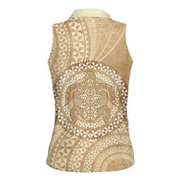 Tonga Ngatu Turtle Women Sleeveless Polo Shirt Vintage Tongan Tapa Cloth