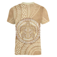 Tonga Ngatu Turtle Women V-Neck T-Shirt Vintage Tongan Tapa Cloth