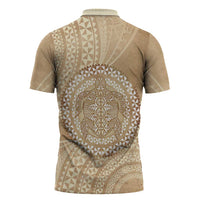 Tonga Ngatu Turtle Zipper Polo Shirt Vintage Tongan Tapa Cloth