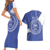 Queen Salote College 100th Anniversary Personalized Couples Matching Short Sleeve Bodycon Dress and Hawaiian Shirt Est 1926 Kolisi Fefine Tongan Ngatu Pattern LT14 - Polynesian Pride