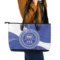 Queen Salote College 100th Anniversary Personalized Leather Tote Bag Est 1926 Kolisi Fefine Tongan Ngatu Pattern
