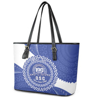 Queen Salote College 100th Anniversary Personalized Leather Tote Bag Est 1926 Kolisi Fefine Tongan Ngatu Pattern