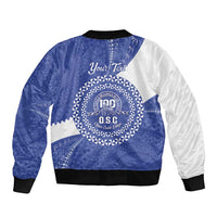 Queen Salote College 100th Anniversary Personalized Sleeve Zip Bomber Jacket Est 1926 Kolisi Fefine Tongan Ngatu Pattern
