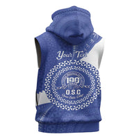 Queen Salote College 100th Anniversary Personalized Sleeveless Hoodie Est 1926 Kolisi Fefine Tongan Ngatu Pattern