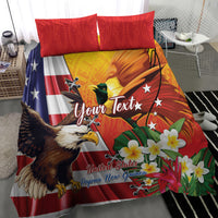 Personalised United States And Papua New Guinea Bedding Set USA Eagle With PNG Bird Of Paradise