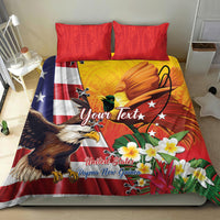 Personalised United States And Papua New Guinea Bedding Set USA Eagle With PNG Bird Of Paradise